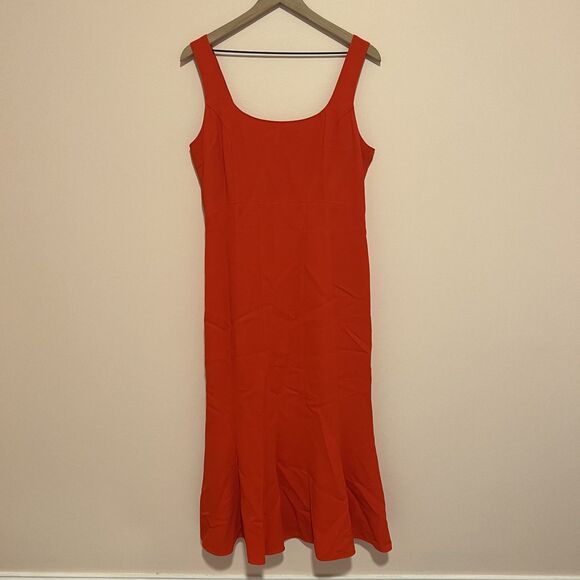 Veronica Beard Gloria Fluted Stretch-Crepe Midi Dress Red Size 10 - Picture 7 of 9